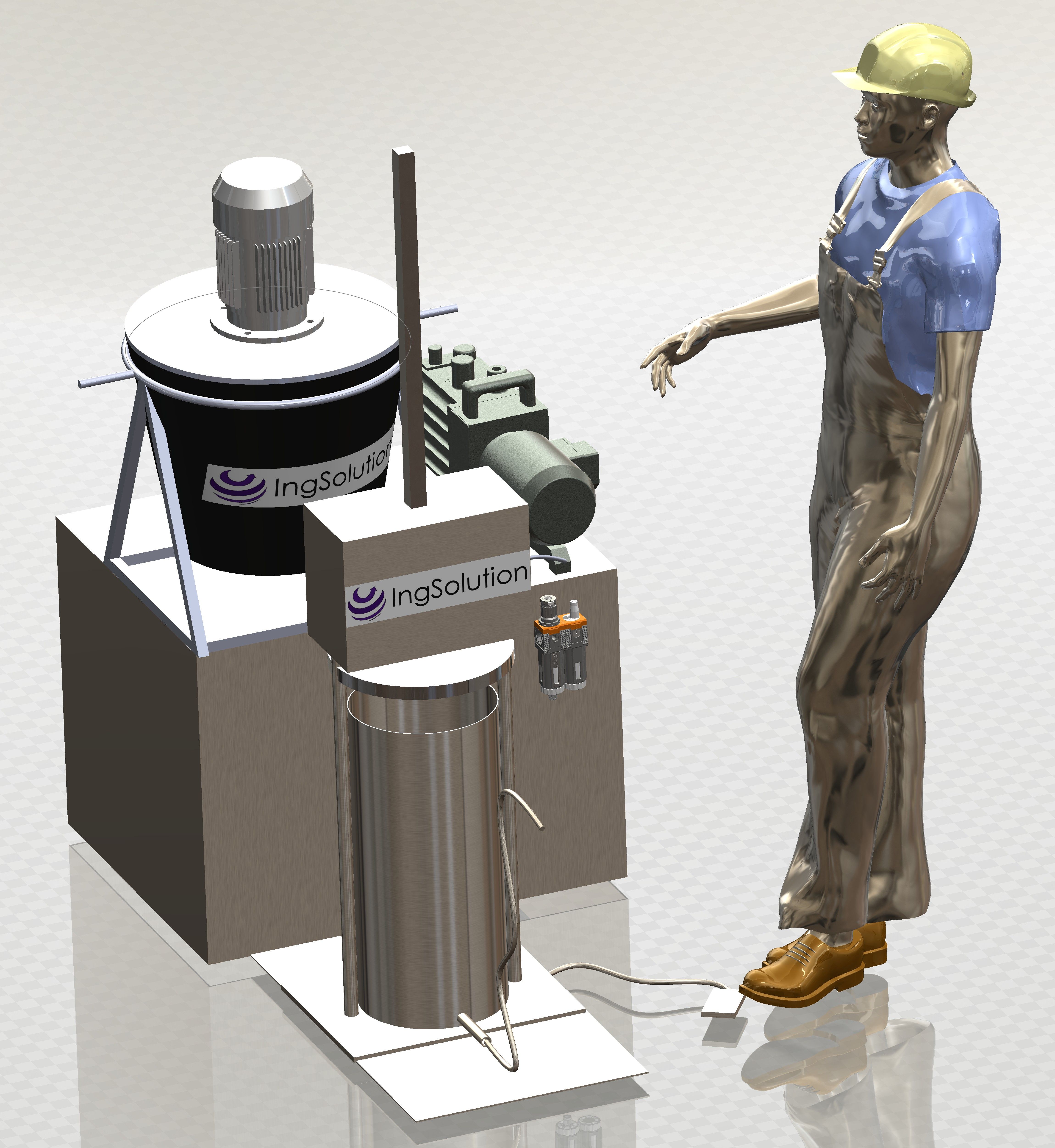 Míchací a plnicí sestava pro tepelně vodivý polymer Thecon.